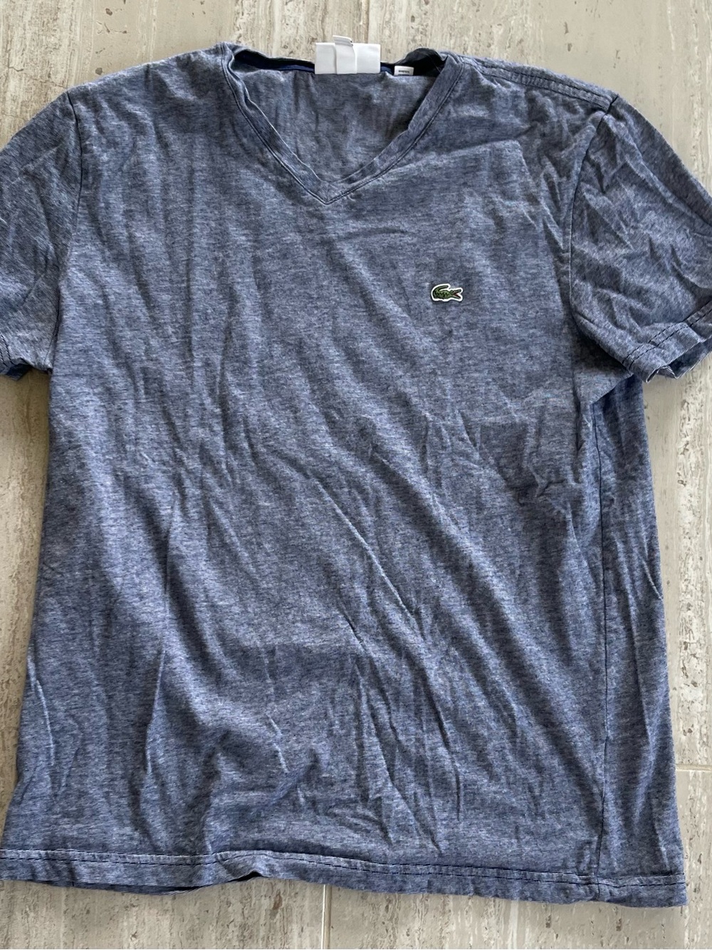 Lacoste Men’s Heather Navy V-Neck Cotton Tee